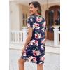 imageEkouaer Womens Nightgown Button Down Nightshirt Short Sleeve Sleepshirt Soft V Neck Sleepwear Pajama DressNavy Blue Floral