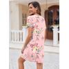 imageEkouaer Womens Nightgown Button Down Nightshirt Short Sleeve Sleepshirt Soft V Neck Sleepwear Pajama DressPink Floral