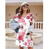 imageEkouaer Womens Nightgown Button Down Nightshirt Short Sleeve Sleepshirt Soft V Neck Sleepwear Pajama DressWhite Floral