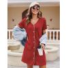 imageEkouaer Womens Nightgown Button Down Nightshirt Short Sleeve Sleepshirt Soft V Neck Sleepwear Pajama DressWine Red