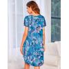 imageEkouaer Womens Nightgown Soft Sleepwear Pleated Sleepshirt Sleep Dress Short Sleeve Nightdress S3XLAbstract Flower