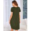 imageEkouaer Womens Nightgown Soft Sleepwear Pleated Sleepshirt Sleep Dress Short Sleeve Nightdress S3XLArmy Green