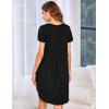 imageEkouaer Womens Nightgown Soft Sleepwear Pleated Sleepshirt Sleep Dress Short Sleeve Nightdress S3XLBlack