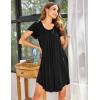 imageEkouaer Womens Nightgown Soft Sleepwear Pleated Sleepshirt Sleep Dress Short Sleeve Nightdress S3XLBlack