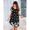 imageEkouaer Womens Nightgown Soft Sleepwear Pleated Sleepshirt Sleep Dress Short Sleeve Nightdress S3XLBlack White Butterfly