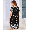 imageEkouaer Womens Nightgown Soft Sleepwear Pleated Sleepshirt Sleep Dress Short Sleeve Nightdress S3XLBlack White Butterfly