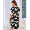 imageEkouaer Womens Nightgown Soft Sleepwear Pleated Sleepshirt Sleep Dress Short Sleeve Nightdress S3XLBlack White Flower