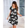 imageEkouaer Womens Nightgown Soft Sleepwear Pleated Sleepshirt Sleep Dress Short Sleeve Nightdress S3XLBlack White Flower