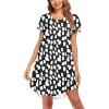 imageEkouaer Womens Nightgown Soft Sleepwear Pleated Sleepshirt Sleep Dress Short Sleeve Nightdress S3XLBlackwhite Pattern