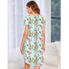 imageEkouaer Womens Nightgown Soft Sleepwear Pleated Sleepshirt Sleep Dress Short Sleeve Nightdress S3XLBlue Purple Flower