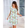 imageEkouaer Womens Nightgown Soft Sleepwear Pleated Sleepshirt Sleep Dress Short Sleeve Nightdress S3XLBlue Purple Flower