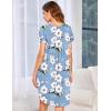 imageEkouaer Womens Nightgown Soft Sleepwear Pleated Sleepshirt Sleep Dress Short Sleeve Nightdress S3XLBlue White Flower
