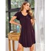 imageEkouaer Womens Nightgown Soft Sleepwear Pleated Sleepshirt Sleep Dress Short Sleeve Nightdress S3XLCherry Red