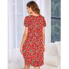imageEkouaer Womens Nightgown Soft Sleepwear Pleated Sleepshirt Sleep Dress Short Sleeve Nightdress S3XLChristmas