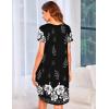 imageEkouaer Womens Nightgown Soft Sleepwear Pleated Sleepshirt Sleep Dress Short Sleeve Nightdress S3XLFloral Black