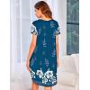imageEkouaer Womens Nightgown Soft Sleepwear Pleated Sleepshirt Sleep Dress Short Sleeve Nightdress S3XLFloral Blue