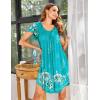 imageEkouaer Womens Nightgown Soft Sleepwear Pleated Sleepshirt Sleep Dress Short Sleeve Nightdress S3XLFloral Light Blue