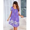 imageEkouaer Womens Nightgown Soft Sleepwear Pleated Sleepshirt Sleep Dress Short Sleeve Nightdress S3XLFloral Lilac