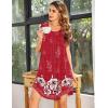 imageEkouaer Womens Nightgown Soft Sleepwear Pleated Sleepshirt Sleep Dress Short Sleeve Nightdress S3XLFloral Red