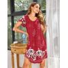 imageEkouaer Womens Nightgown Soft Sleepwear Pleated Sleepshirt Sleep Dress Short Sleeve Nightdress S3XLFloral Red