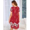 imageEkouaer Womens Nightgown Soft Sleepwear Pleated Sleepshirt Sleep Dress Short Sleeve Nightdress S3XLFloral Red