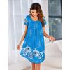 imageEkouaer Womens Nightgown Soft Sleepwear Pleated Sleepshirt Sleep Dress Short Sleeve Nightdress S3XLFloral Sky Blue