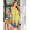 imageEkouaer Womens Nightgown Soft Sleepwear Pleated Sleepshirt Sleep Dress Short Sleeve Nightdress S3XLFloral Yellow