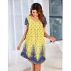 imageEkouaer Womens Nightgown Soft Sleepwear Pleated Sleepshirt Sleep Dress Short Sleeve Nightdress S3XLFloral Yellow