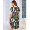 imageEkouaer Womens Nightgown Soft Sleepwear Pleated Sleepshirt Sleep Dress Short Sleeve Nightdress S3XLGreen Leaf