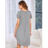 imageEkouaer Womens Nightgown Soft Sleepwear Pleated Sleepshirt Sleep Dress Short Sleeve Nightdress S3XLGrey