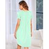 imageEkouaer Womens Nightgown Soft Sleepwear Pleated Sleepshirt Sleep Dress Short Sleeve Nightdress S3XLIce Green
