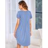 imageEkouaer Womens Nightgown Soft Sleepwear Pleated Sleepshirt Sleep Dress Short Sleeve Nightdress S3XLLight Blue