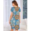 imageEkouaer Womens Nightgown Soft Sleepwear Pleated Sleepshirt Sleep Dress Short Sleeve Nightdress S3XLMandala