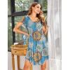 imageEkouaer Womens Nightgown Soft Sleepwear Pleated Sleepshirt Sleep Dress Short Sleeve Nightdress S3XLMandala