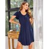 imageEkouaer Womens Nightgown Soft Sleepwear Pleated Sleepshirt Sleep Dress Short Sleeve Nightdress S3XLNavy Blue