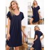 imageEkouaer Womens Nightgown Soft Sleepwear Pleated Sleepshirt Sleep Dress Short Sleeve Nightdress S3XLNavy Blue