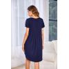 imageEkouaer Womens Nightgown Soft Sleepwear Pleated Sleepshirt Sleep Dress Short Sleeve Nightdress S3XLNavy Blue
