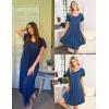 imageEkouaer Womens Nightgown Soft Sleepwear Pleated Sleepshirt Sleep Dress Short Sleeve Nightdress S3XLNew Blue