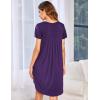 imageEkouaer Womens Nightgown Soft Sleepwear Pleated Sleepshirt Sleep Dress Short Sleeve Nightdress S3XLPurple