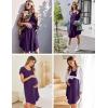imageEkouaer Womens Nightgown Soft Sleepwear Pleated Sleepshirt Sleep Dress Short Sleeve Nightdress S3XLPurple