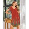 imageEkouaer Womens Nightgown Soft Sleepwear Pleated Sleepshirt Sleep Dress Short Sleeve Nightdress S3XLRed Plume