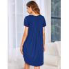 imageEkouaer Womens Nightgown Soft Sleepwear Pleated Sleepshirt Sleep Dress Short Sleeve Nightdress S3XLSnorkel Blue
