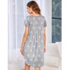 imageEkouaer Womens Nightgown Soft Sleepwear Pleated Sleepshirt Sleep Dress Short Sleeve Nightdress S3XLStar Print