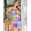 imageEkouaer Womens Nightgown Soft Sleepwear Pleated Sleepshirt Sleep Dress Short Sleeve Nightdress S3XLTie Dye