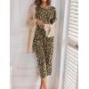 imageEkouaer 2 Pack Womens Pajamas Short Sleeve Sleepwear Tops and Capri Pants Pjs Print Pajama SetsBlack Stripeleopard