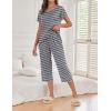 imageEkouaer 2 Pack Womens Pajamas Short Sleeve Sleepwear Tops and Capri Pants Pjs Print Pajama SetsBlack Stripeleopard
