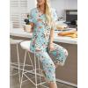 imageEkouaer 2 Pack Womens Pajamas Short Sleeve Sleepwear Tops and Capri Pants Pjs Print Pajama SetsBlue Flowers  Black