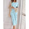 imageEkouaer 2 Pack Womens Pajamas Short Sleeve Sleepwear Tops and Capri Pants Pjs Print Pajama SetsBlue Stars  Moon