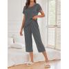 imageEkouaer 2 Pack Womens Pajamas Short Sleeve Sleepwear Tops and Capri Pants Pjs Print Pajama SetsDeep Greystars