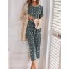 imageEkouaer 2 Pack Womens Pajamas Short Sleeve Sleepwear Tops and Capri Pants Pjs Print Pajama SetsDeep Greystars